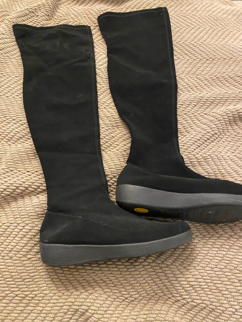 Over-The-Knee Black Stretch Platform Boots